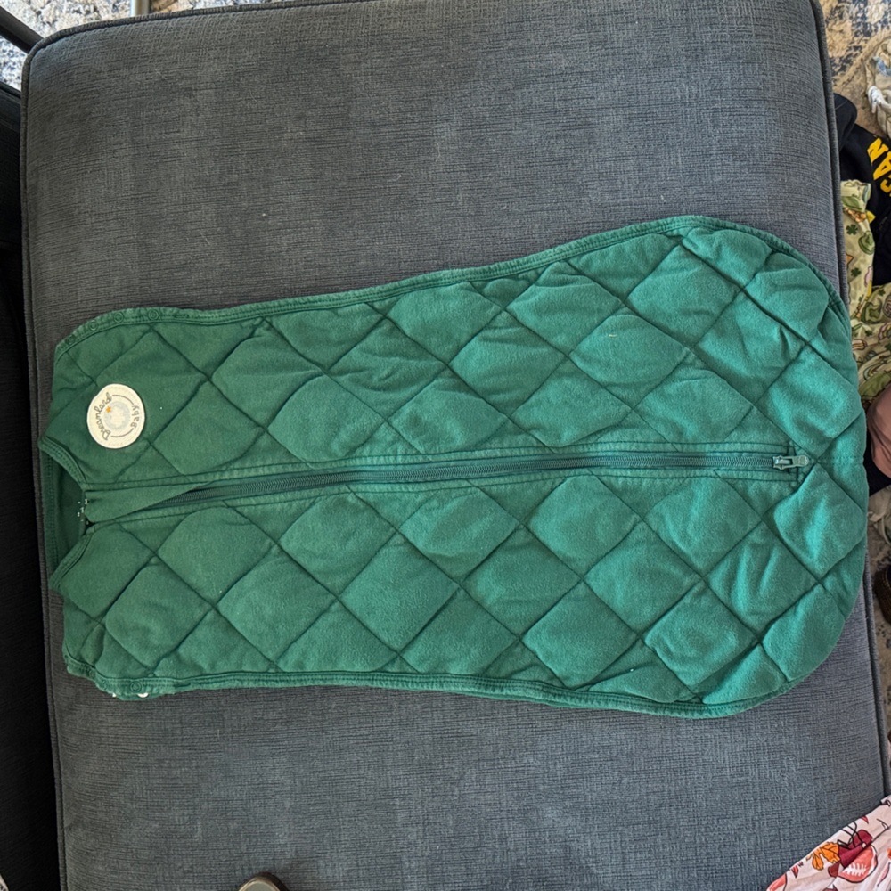 Quilted Green Sleep Sack for Kids - Cozy Zippered Pajama Sack